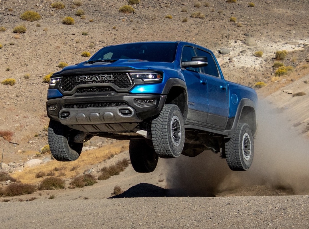 2021 Ram 1500 TRX Blue Desert Jumping
