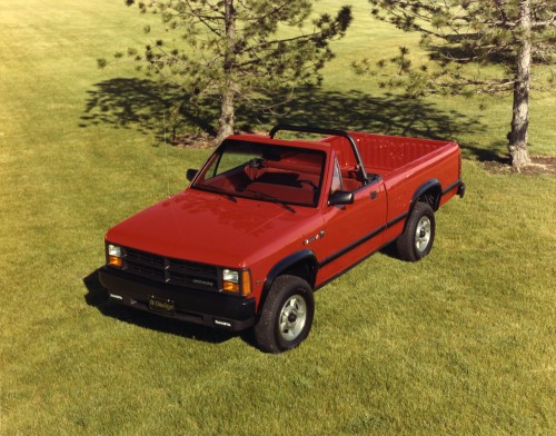 red dodge convertible pickup overhead view