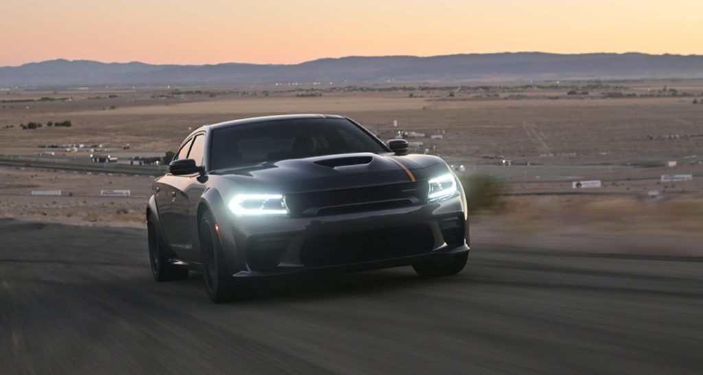 Dodge Charger with its menacing lights and stance coming in hot!