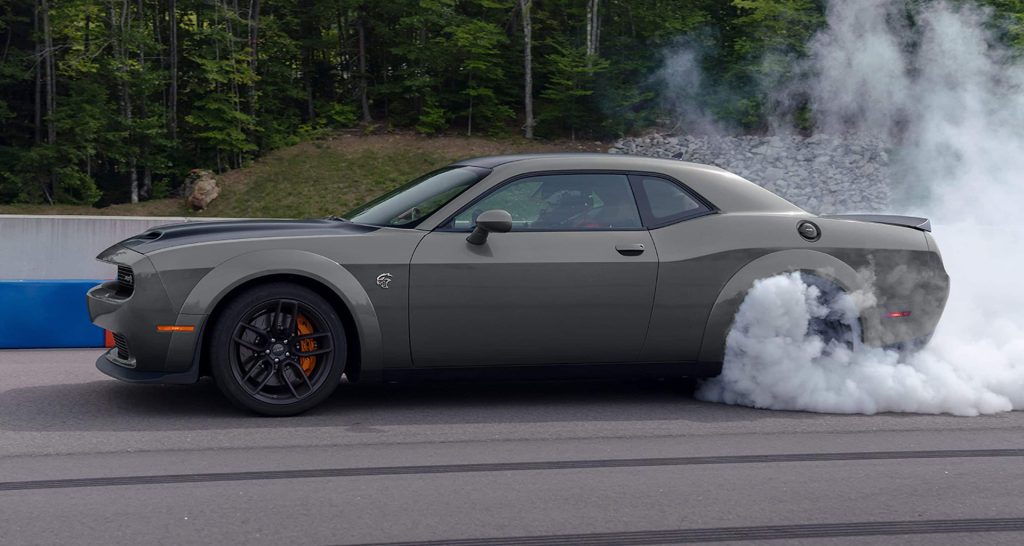 Burn Out!  New Dodge Challenger making some smoke on the racetrack!