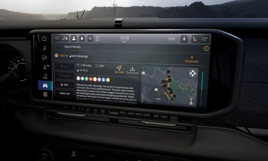 Standard on 2024 Jeep® Gladiator models equipped with the Uconnect 5 Nav 12.3-inch touchscreen radio, the Jeep Adventure Guides with Trails Offroad delivers comprehensive off-road trail guides for the 62 Jeep® Badge of Honor trails loaded right into the Uconnect 5 system, with an upgradable subscription that unlocks full catalog of 3,000-plus Trails Offroad trail guides.