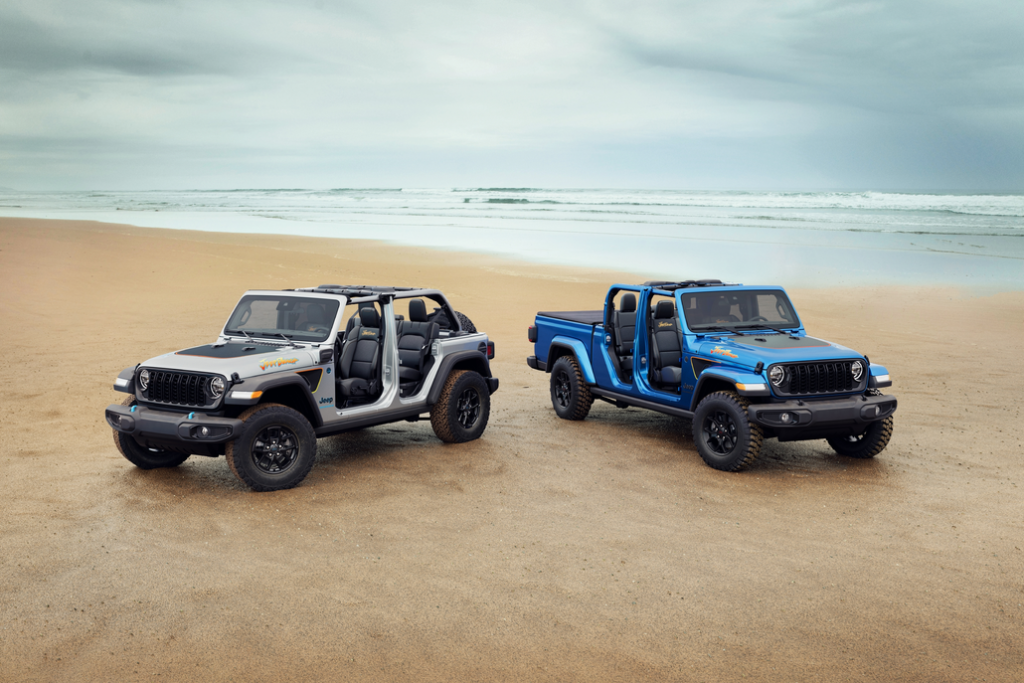 Jeep Wrangler and Gladiator Parked on a Beach