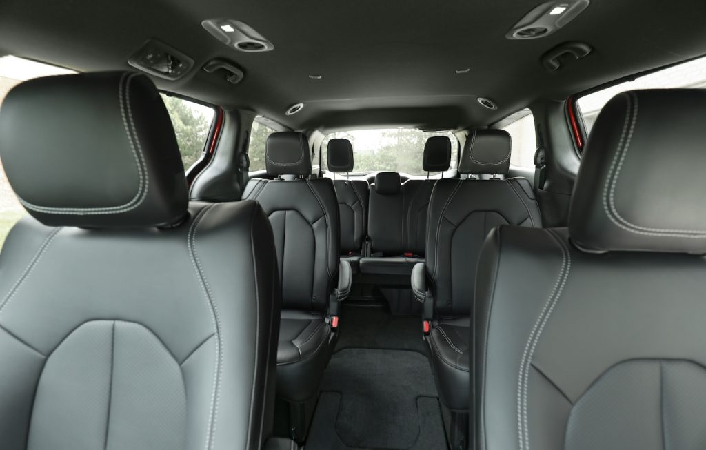 New standard features on the 2025 Chrysler Voyager in its reintroduction to the brand’s retail lineup include Black Caprice leatherette seats trimmed in Light Diesel stitching.