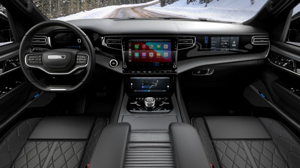 The Front Interior Of The Cost-Effective Grand Wagoneer, With An Interactive Infotainment Center