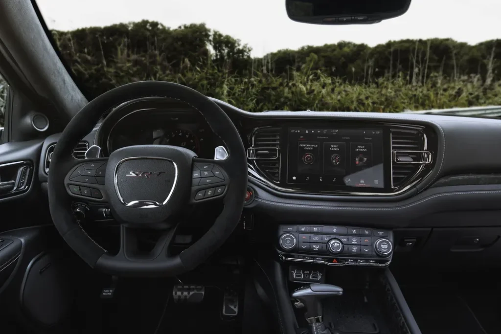 Dodge Durango SRT Front Interior Dashboard Steering Wheel and Infotainment Screen