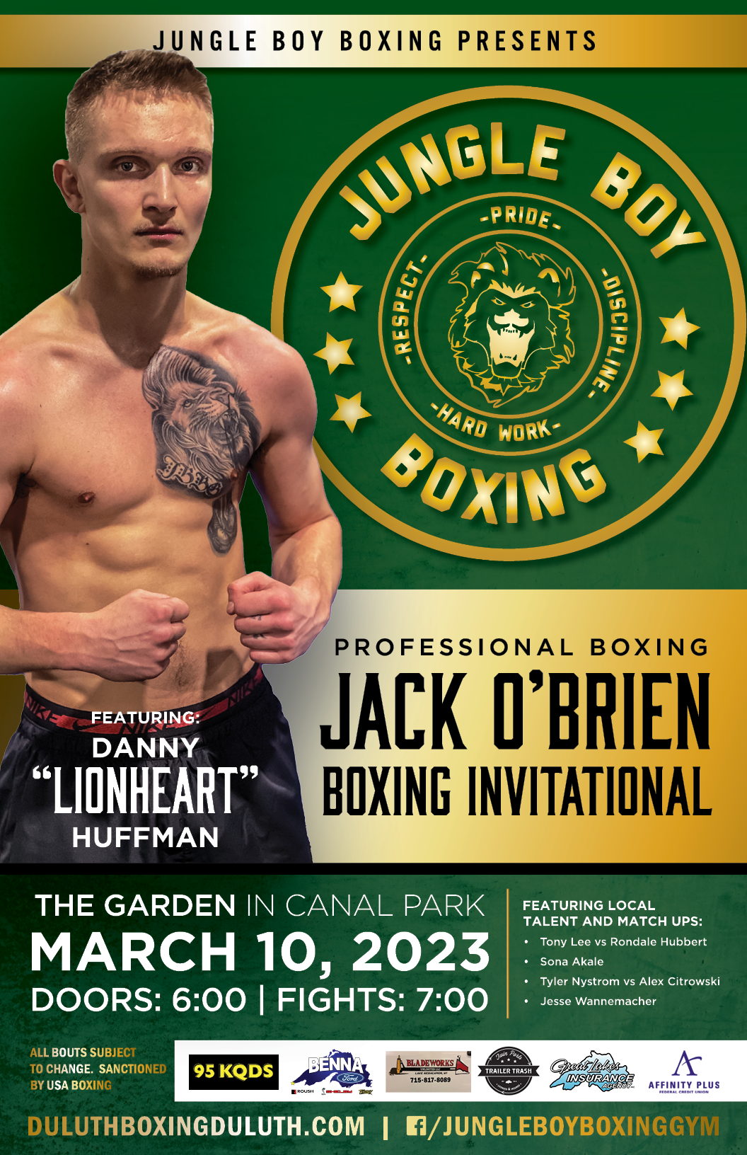 Benna Ford Jeep Ram sponsoring the Jack O'Brien Boxing Invitational featuring Danny Lionheart Huffman