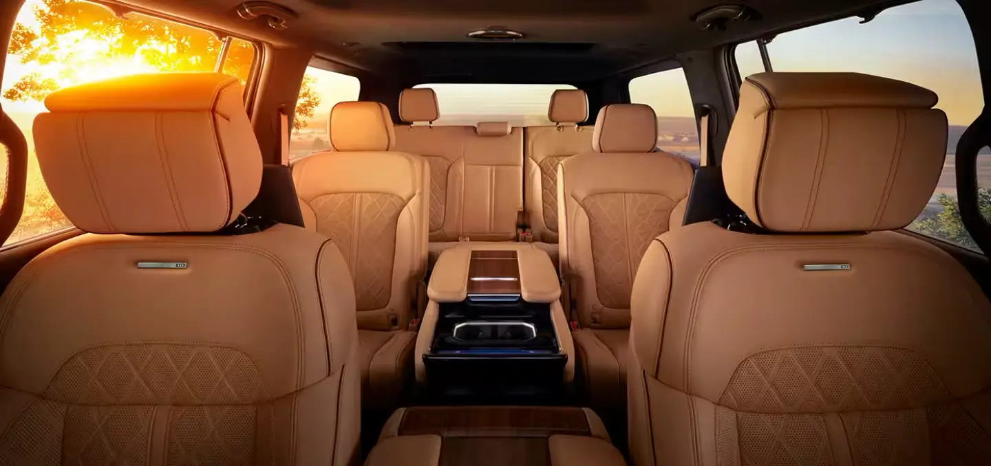 3 Row View from the Front Seat of the 2025 Jeep Grand Wagoneer