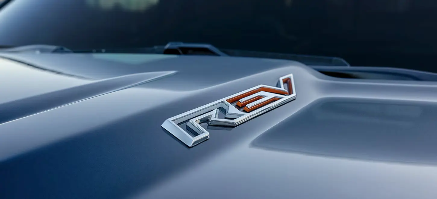Closeup of Badging for the 2025 Ram 1500 REV