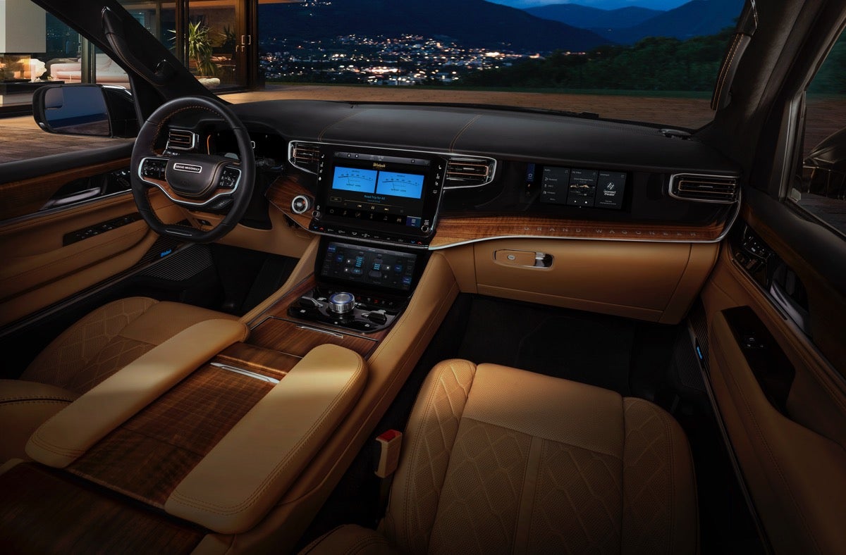 2022 Grand Wagoneer interior saddle full length screens