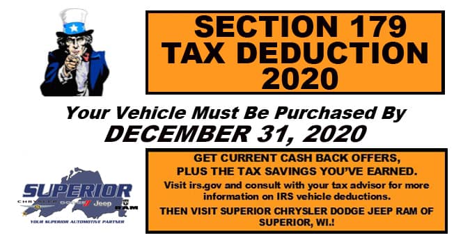 Section 179 Tax Deduction 2020 at Benna Chrysler Dodge Jeep Ram in Superior, WI